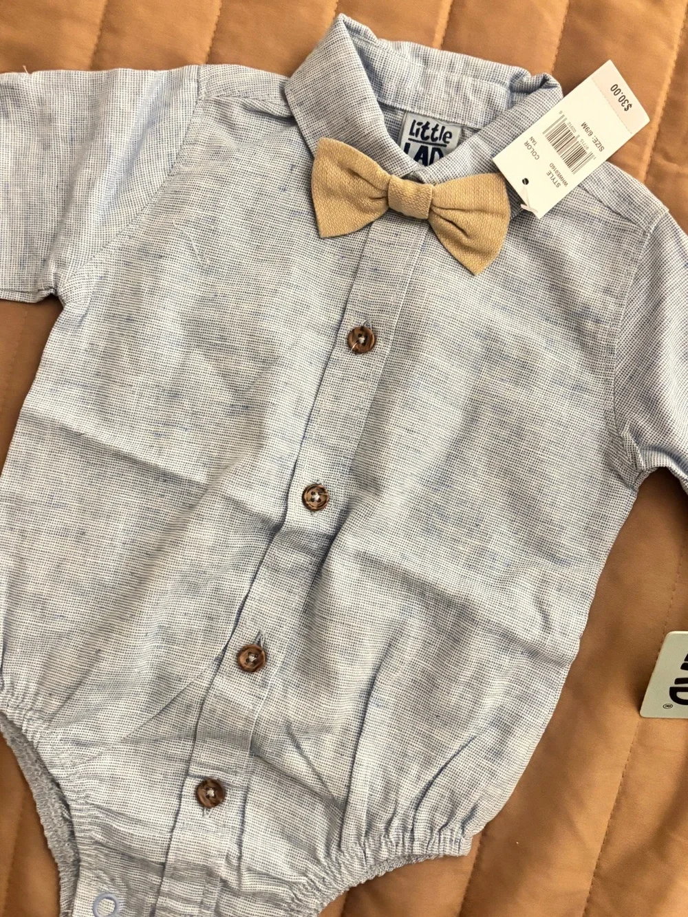 Little Lad Navy Stripe Suspenders for Kids - Blue & Tan